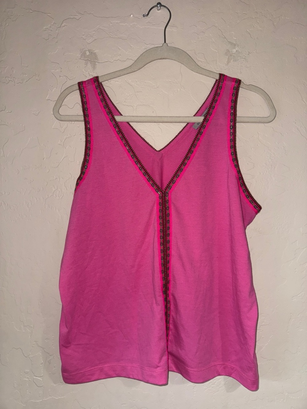 Lisa Todd pink embellished sequins v neck cotton blend tank top size large